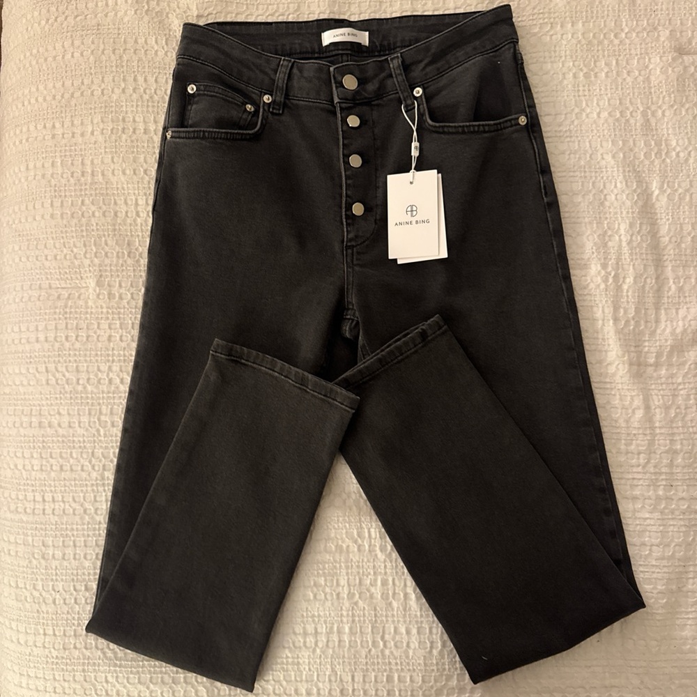 Anine Bing Charcoal High Rise Jeans